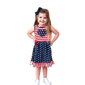 New Boutique Girl's USA Flag Star Print Ruffled Dress Size 4-5 & 6 NWT